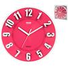 Habi Orologio Parete, Tondo, 25 cm, Plastica, Fucsia