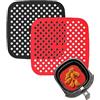 NK 2 Pezzi Tappetino Friggitrice ad Aria Riutilizzabili (Carta Forno Silicone) - AirFryer Liner, Antiaderente, Accessori per Friggitrice senza Olio, 1 Unità Rossa + 1 Nera (Quadrato, 21.2cm)