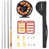 VEVOR Set di Canna da Pesca a Mosca in Fibra Carbonio e Mulinello in Carbonio IM7, Set Iniziale con Borsa per Canna e Scatola per Attrezzi e 6 Ami a Coda Corta e 4 Ami a Coda Lunga, per Viaggi