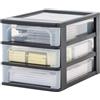 Iris Ohyama Cassettiera in Plastica, Portaoggetti, 3 Cassetti Medi, Nero, Apertura Facile, Formato A4, Trasparente, Per Ufficio, Documenti, Forniture e Accessori, Senza BPA, OCH-2030