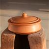 Swadeshi Blessings Esclusiva gamma di pentole in argilla non smaltata per Handi/Kadai/terracotta con coperchio per cucinare e servire, con supporto in foglia di palma (rosso, 2,8 litri)
