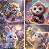 Tyanlenr 4 Pezzi Diamond Painting Animali 15x15 CM, 5D Pittura Diamante Animali, DIY Diamond Arte Painting Kit Completo per Bambini Adulti