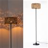 Alpinaluz Lampada da terra in rattan naturale con paralume Drumshade, lampada da pavimento minimalista in giacinto d'acqua fatta a mano, stile moderno classico industriale per soggiorno, camera da