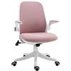 Vinsetto Sedia da Ufficio Ergonomica in Tessuto Effetto Velluto con Altezza Regolabile e Braccioli Sollevabili, 62.5x60x94-104 cm, Bianco e Rosa|Aosom