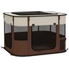 PawHut Box per Animali con 6 Finestre, 3 Porte e 2 Borse Portaoggetti, Poliestere e Acciaio, 74x60x45 cm, Marrone | Aosom Italy
