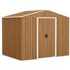 Outsunny Capanno Porta Attrezzi da Giardino con Porte Scorrevoli, Casetta in Lamiera di Acciaio, 236x174x190 cm, Marrone | Aosom Italy