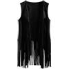 TBSCWYF Gilet da Donna con Frange e Nappe Stile Hippie in Finta pelle Scamosciata con Rivetti Senza Maniche Cardigan Donna Elegante Casual Aperto Davanti Gilet Senza Maniche Sciolto Cardigan
