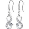 Arrebol Orecchini Infinito Donna Argento Sterling 925 Bianco Cuore Zirconia Pendenti Simbolo Infinity Amore con Scatola di Gioielli Regalo