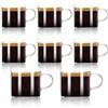 Liang baobao Set di 8 tazze da caffè espresso, piccole tazze da tè da 127,6 g, in vetro trasparente con manici, per cappuccino, caffè e tè