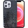 DMaos Custodia per iPhone 15 Pro da donna, copertura in pelle sintetica verniciata coccodrillo, moda classica per iPhone15 Pro 2023 6,1 pollici - nero