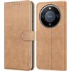 Leacckl Cover per Honor Magic 8 Lite, Custodia a portafoglio in Pelle PU Premium [Magnetica a Scatto] [Funzione Stand], Cachi