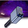 PORFOYO Caricatore da auto retrattile 4 in 1, caricabatterie da auto 120 W, caricatore da auto 4 in 1, cielo stellato, proiettore per auto, caricatore per telefono cellulare, accendisigari USB C con cavi