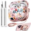 Inesore Safety Lock Inesore Floral Cute Case Compatible with AirPods 4 - Pink Berry Flower Case for Women Girls, with Cleaning Kit and Keychain(ANC/2024)