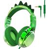 JYPS Cuffie Bambina, Metallico Cuffie per Bambini con Filo, Shareport, 85/94dB Volume Limitato, Cuffie Over-Ear Pieghevoli per Regali per Bambini/Scuola/Tablet/Viaggio/Musica (dinosauro, verde)