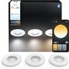 Philips Hue White Ambiance Adore, Faretto LED Smart da incasso, luce da bagno dimmerabile, Rotondo, Bianco, 3x4.2W, Telecomando Dimmer Switch incluso