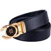 Barry.Wang Cintura da uomo di lusso con fibbia dorata a cricchetto, in pelle nera, confezione regalo per abito e jeans, Motivo tigre., Length 130cm-51,adjustable