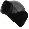 GFM Ushanka - Cappello da uomo in finta pelle russa con trapper invernale (USH-PU-KL), Distintivo aquile nere, Taglia unica