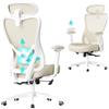 SONGMICS Sedia da Ufficio Ergonomica, Sedia da Scrivania Computer, Poggiatesta e Supporto Lombare Regolabili, Portata Fino a 150 kg, Regolabile in Altezza, Beige Sabbia OBN066LF01