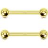 OUFER Body Piercing 14K Gold Nipple Bars Nipple Tongue Piercing Bars 14G Nipple Piercings Ball Nipple Barbell Bridge Piercing Jewellery