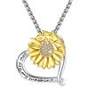 Eusense - Collana a forma di girasole, in argento Sterling 925, con ciondolo You are My Sunshine, idea regalo per ragazze e donne e Argento, colore: Argento, cod. OSYD033NL41-18
