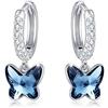 REDSUN S925 Orecchini a cerchio in argento sterling a forma di farfalla per ragazze, orecchini a goccia blu/rosa/viola con cristalli/opale e zirconia, gioielli a forma di farfalla per donne e bambini