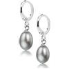 Treasure Bay TreasureBay FAB - Orecchini pendenti con perle d'acqua dolce naturali, 8-9 mm, per donne e ragazze, colore: Grigio, cod. TB89PDE
