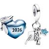 Vegaine Cuore e Stella della Laurea Blu Charms per Braccialetti Graduation Charm Gioielli Regali per Donne