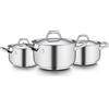Barazzoni Chef Line Batteria 6 Pezzi, Made in Italy, Acciaio Inox 18/10, Induzione+Gas, Triplo fondo, PFAS Free