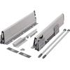 cyclingcolors 2x Cassetto completo con guide + pannello + supporto anteriore e posteriore + coperchio viti Binari scorrevoli mobili cucina, altezza 204mm, lunghezza 550mm, grigio, reling rotondo