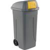 MobilPlastic Bidone mobile Cento Push 100Lt grigio c/coperchio giallo per raccolta diff.