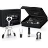 ipow Set di cavatappi 4 in 1, apribottiglie professionali, con apribottiglie in lega di zinco, tagliacapsule, versatore per vino e tappo sottovuoto, accessorio perfetto per gli amanti del vino