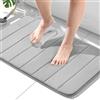 HITSLAM Tappeto Bagno Antiscivolo in Memory Foam, 50 x 80cm Tappetino Bagno Assorbente, Lavabile in Lavatrice, Asciugatura Rapida, Morbido e Confortevole, Grigio