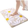 QJHOMO Tappeto da bagno beige con fiori bianchi 40x60 cm, tappetino da bagno antiscivolo per bagno, morbido in microfibra, lavabile in lavatrice, tappetino da bagno resistente, per soggiorno, doccia