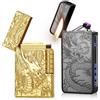 GAOUTO 2 pezzi accendini a forma di drago, accendino, accendino elettrico e fiamma morbida accendino in metallo, ricarica USB C e accendino a butano ricaricabile, accendino flip per regalo, uomini (NESSUN