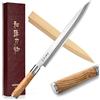HEZHEN 30 cm Yanagiba Coltello da Sashimi Professionale Giapponese | Con Fodero Coltello,Acciaio Forgiato,Manico Ottagonale in Legno d'Ulivo,Lama Lunga,Taglio di Precisione per Sushi e Pesce