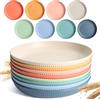 Ulrikco Set di 8 piatti piani infrangibili da 22,9 cm, riutilizzabili, in plastica, per cucina, campeggio, in plastica leggera, infrangibili, per bambini, 8 colori, adatti al microonde e alla lavastoviglie
