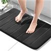 HITSLAM Tappeto Bagno Antiscivolo in Memory Foam, 50 x 80cm Tappetino Bagno Assorbente, Lavabile in Lavatrice, Asciugatura Rapida, Morbido e Confortevole, Nero