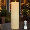 Kimjo 10CM x 35CM Candele LED Grandi Senza Fiamma per Esterni Impermeabili - Candele LED Finte a Fiamma Bianco Avorio con Funzione Timer Telecomando - Tremolante 500+ Ore di Batteria