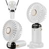 Jsdoin - Mini ventilatore portatile, ricaricabile tramite USB, 5 velocità, a batteria, pieghevole, da scrivania, con display LED, per casa, ufficio, camera da letto, viaggi e all'aperto (Bianco)