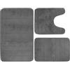 Umllpet Tappeto Bagno Antiscivolo in Memory Foam, Set da 3 Tappetino Bagno Assorbente per Doccia, WC e Vasche da Bagno Morbido e Confortevole (Grigio scuro)