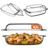 KADAX Pirofila per Cottura da Forno in Vetro Trasparente, Casseruola Rettangolare con Coperchio da Cucina, Piatto Resistente al Calore (4.1 L)
