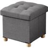 BRIAN & DANY Pouf Contenitore, Puff Poggiapiedi Pieghevole, Sgabello Quadrato Contenitore Per Soggiorno, Camera Da Letto, Camerino, Grigio, 38 X 38 X 38 cm