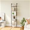 ELYKEN Scaffale a scala, libreria da parete in legno a 5 ripiani con struttura in metallo, organizer aperto vintage, ripiani per soggiorno, camera da letto, ufficio domestico, ETHBS01O1