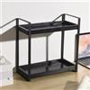 XQZMD Scaffale multifunzione in legno, ripiano in legno, con 2 ripiani, senza foratura, in legno, supporto in metallo, per camera da letto, organizer per cosmetici, colore nero