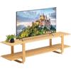 HollyHOME Mobile TV Soggiorno Tavolo TV 140cm Bambù 2 Ripiani Mobile Porta tv Salvaspazio Salotto Camera da Letto, Naturale-A