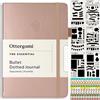 Ottergami Bullet Journal punteggiato A5, 200 pagine, in oro rosa, formato A5, 15 x 21 cm, The Essential Paper 100 g/m² contro le sbavature, con elastico, stencil, adesivi, portapenne