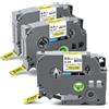 Exsun 3x Nastro Termoretraibile da 8,8 mm Compatibile con Brother HSe-621 HSe621 HS621 HS-621 per Brother Ptouch PT-E300 PT-E550W PT-H500 PT-H500LI PT-P700 PT-P750W PT-D200, Nero su Giallo