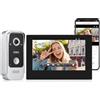FTes RFKits Videocitofono a 2 Fili, con Schermo da 7Pollici,Tuya WiFi,HD 1080P Telecamera-Argento,Visione Notturna a Infrarossi,Rilevamento del Movimento,Sblocco Tramite APP Intelligente/Scheda RFID