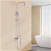 Auralum Colonna Doccia con Miscelatore, Saliscendi Doccia con Soffione e Doccetta 3 Modalità, Saliscendi Doccia Acciaio Inox Altezza Regolabile 90-130cm, Kit Doccia con Soffione e Doccetta Cromo