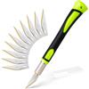 FOSHIO Taglierino Bisturi con 10 lame rivestite in titanio Cutter di Precisione Coltello Professional Cutter Set coltelli e cappuccio protettivo, bisturi chirurgici, coltello da taglio Verde fluoresce